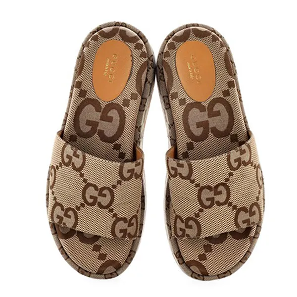 Dép Nữ Gucci Angelina 55MM Platform Sandals Đế Cao Màu Nâu Be Size 6 - Dép - Vua Hàng Hiệu