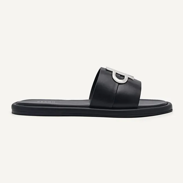 Dép Nữ Pedro Icon Leather Slide Sandals Black 65110068 Màu Đen Size 38