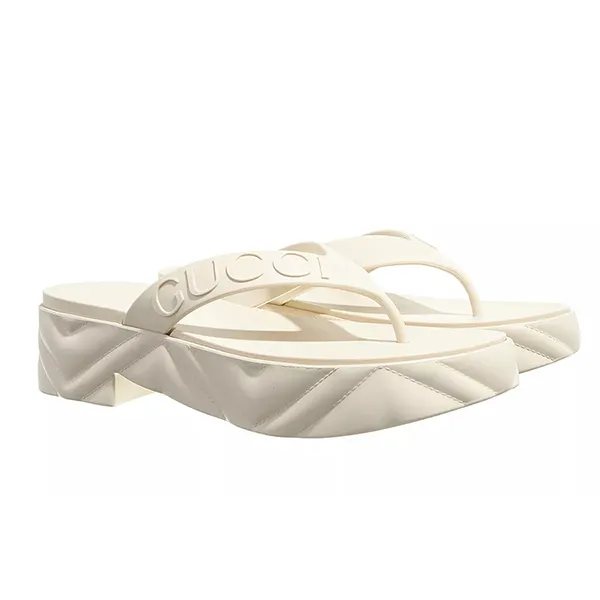 Dép Xỏ Ngón Nữ Gucci Tarifa Rubber Platform Flip Flops Màu Trắng Kem Size 35 - Dép - Vua Hàng Hiệu