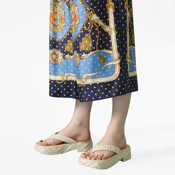 Dép Xỏ Ngón Nữ Gucci Tarifa Rubber Platform Flip Flops Màu Trắng Kem Size 35 - Dép - Vua Hàng Hiệu