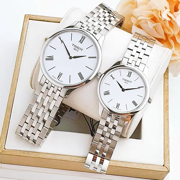 Đồng Hồ Đôi Tissot Tradition T063.409.11.018.00 - T063.209.11.038.00 Màu Bạc