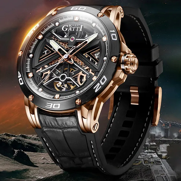 Đồng Hồ Nam Bonest Gatti Skeleton Citizen Watch BG4601-B2 Màu Đen - Đồng hồ - Vua Hàng Hiệu