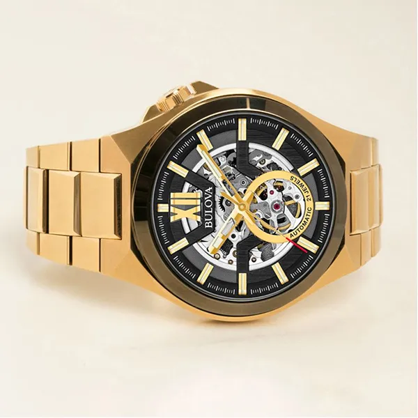 Đồng Hồ Nam Bulova Automatic Gunmetal Skeleton Watch 98A178 Màu Vàng Gold - Đồng hồ - Vua Hàng Hiệu
