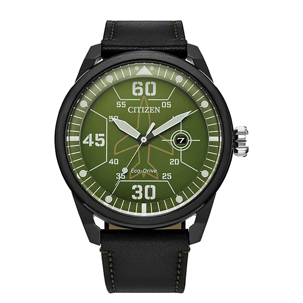 Đồng Hồ Nam Citizen Avion Green Dial Leather Strap AW1735-03X Màu Đen - Đồng hồ - Vua Hàng Hiệu
