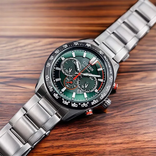 Đồng Hồ Nam Citizen Eco-Drive Chronograph CA4486-82X Màu Bạc Xanh Lá