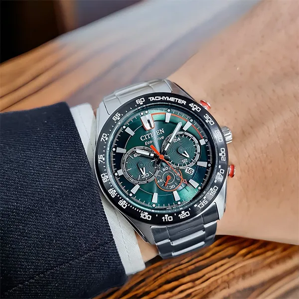 Đồng Hồ Nam Citizen Eco-Drive Chronograph CA4486-82X Màu Bạc Xanh Lá
