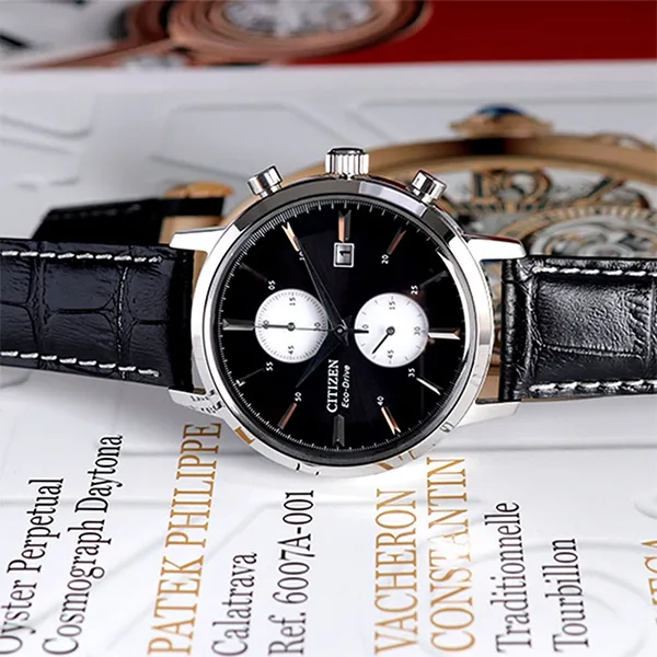 Đồng Hồ Nam Citizen Eco-Drive Chronograph CA7061-18E Màu Bạc Đen