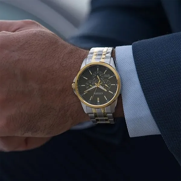 Đồng Hồ Nam Citizen Quartz Gents Watch Black Dial AG8348-56E Màu Bạc/Vàng Gold