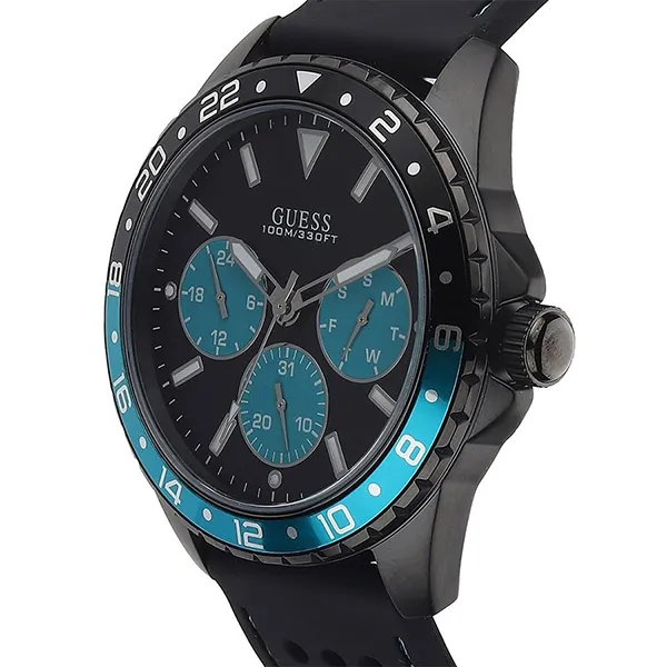 Đồng Hồ Nam Guess Odyssey Black Dial Rubber Strap Men's Watch W1108G5 Màu Đen - 4