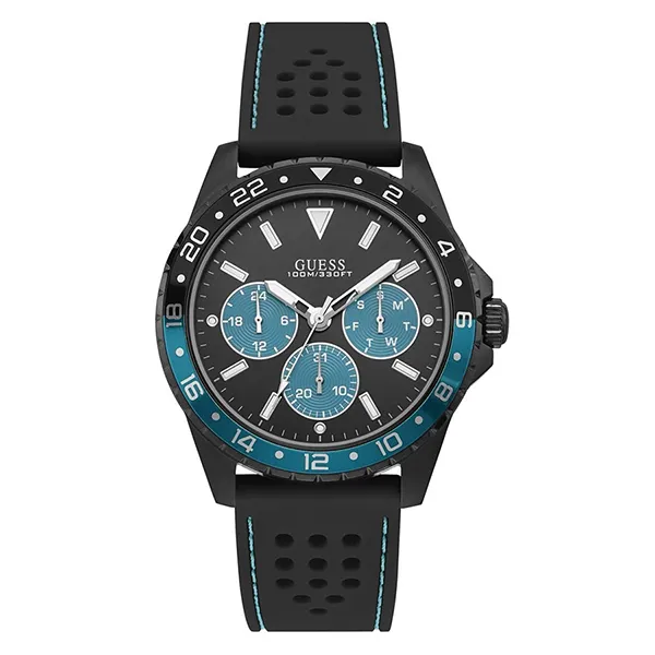 Đồng Hồ Nam Guess Odyssey Black Dial Rubber Strap Men's Watch W1108G5 Màu Đen - 1