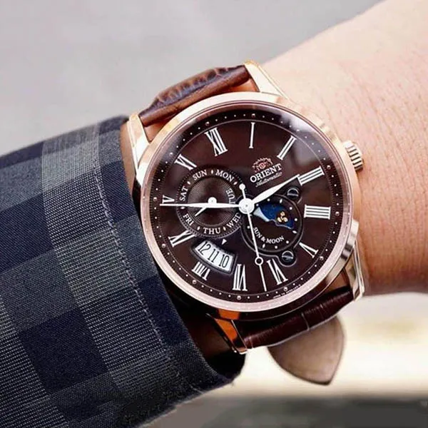 Đồng Hồ Nam Orient Sun And Moon Gen 3 Automatic Watch RA-AK0009T10B Màu Nâu