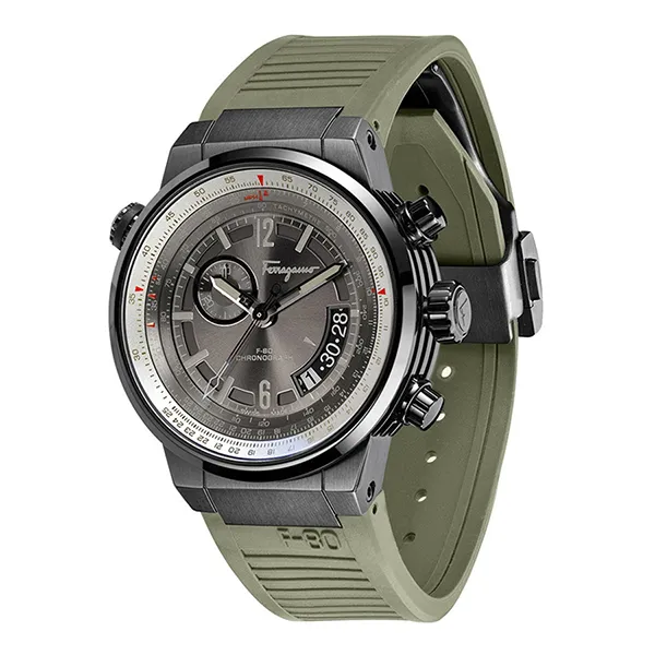 Đồng Hồ Nam Salvatore Ferragamo F-80 Green Rubber FQ2010013 Màu Xanh Green