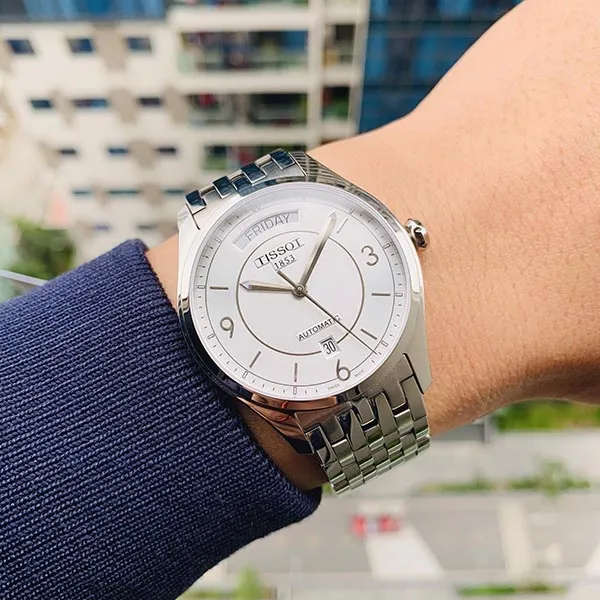 Đồng Hồ Nam Tissot Automatic Day Date T038.430.11.037.00 Màu Trắng Bạc