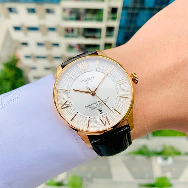 Đồng Hồ Nam Tissot Chemin Des Tourelles Chronomerter T099.408.36.038.00 Màu Nâu Trắng