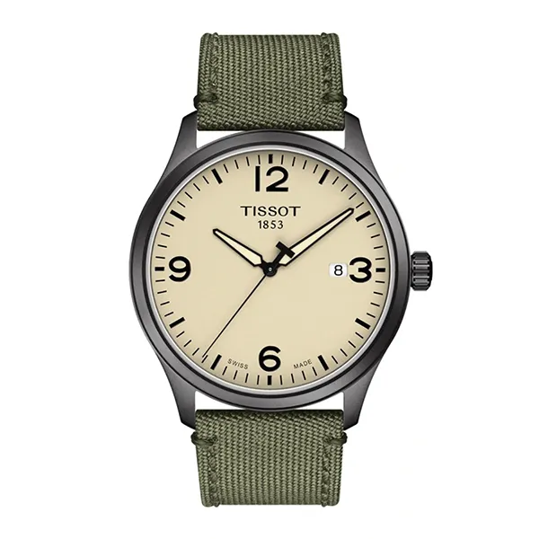 Đồng Hồ Nam Tissot Gent XL Quartz Beige Dial Olive Green Fabric Watch T116.410.37.267.00 Màu Xanh Olive - Đồng hồ - Vua Hàng Hiệu