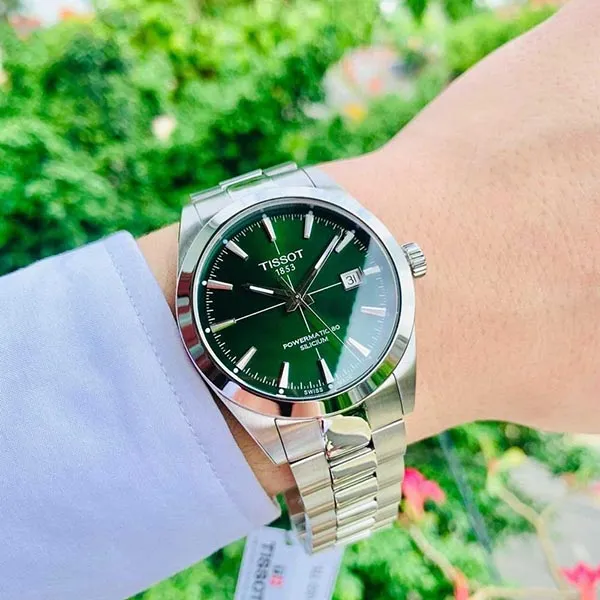 Đồng Hồ Nam Tissot Gentleman Powermatic 80 Silicium T127.407.11.091.01 Màu Xanh Bạc