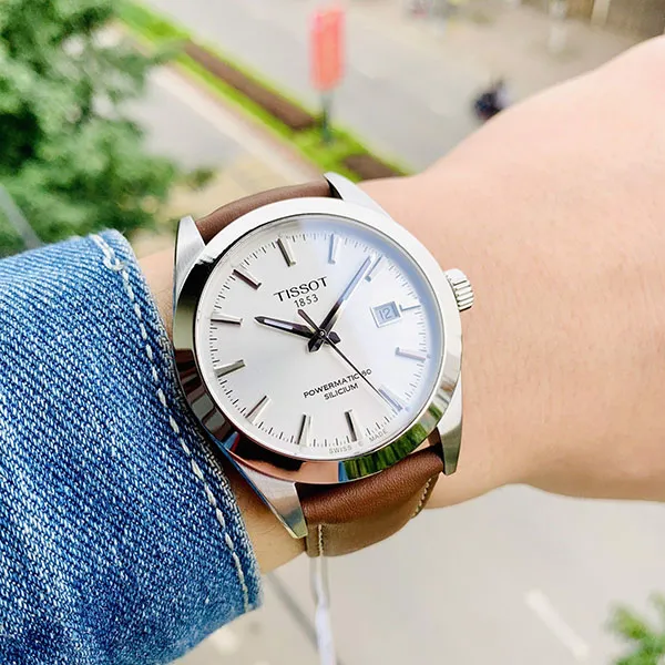 Đồng Hồ Nam Tissot Gentleman 80 Silicium White T127.407.16.031.00 Màu Trắng Nâu - Đồng hồ - Vua Hàng Hiệu