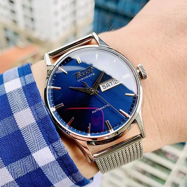 Đồng Hồ Nam Tissot Heritage Visodate T019.430.11.041.00 Màu Xanh Bạc