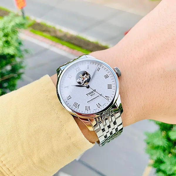 Đồng Hồ Nam Tissot Le Locle Powermatic 80 Open Heart T006.407.11.033.02 Màu Bạc Trắng - Đồng hồ - Vua Hàng Hiệu
