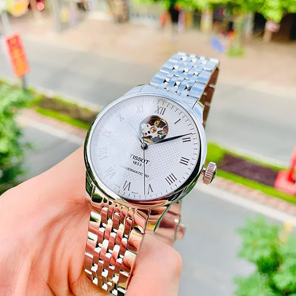 Đồng Hồ Nam Tissot Le Locle Powermatic 80 Open Heart T006.407.11.033.02 Màu Bạc Trắng - Đồng hồ - Vua Hàng Hiệu