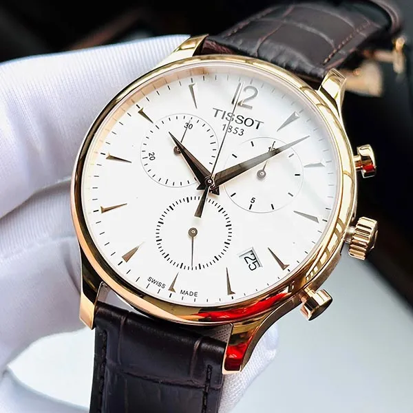 Đồng Hồ Nam Tissot Tradition Classic Chronograph T063.617.36.037.00 Màu Nâu Trắng