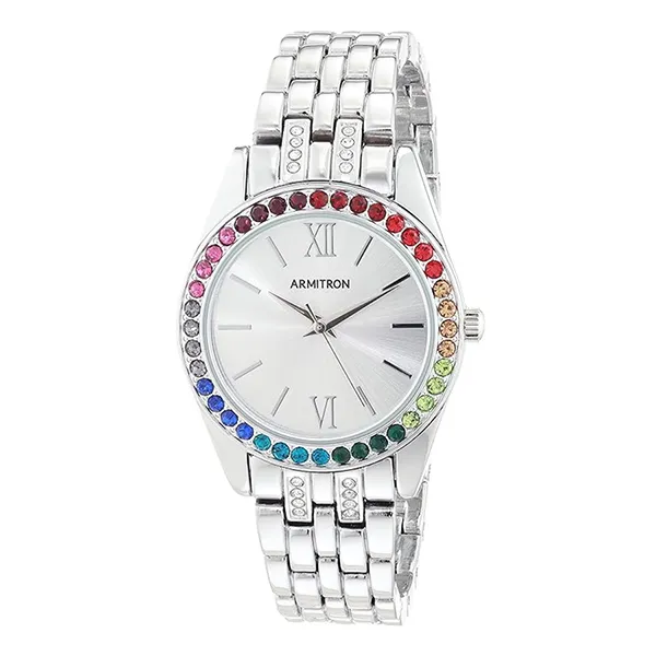Đồng Hồ Nữ Armitron Women's Genuine Crystal Accented Bracelet Watch 75/5763 Màu Bạc