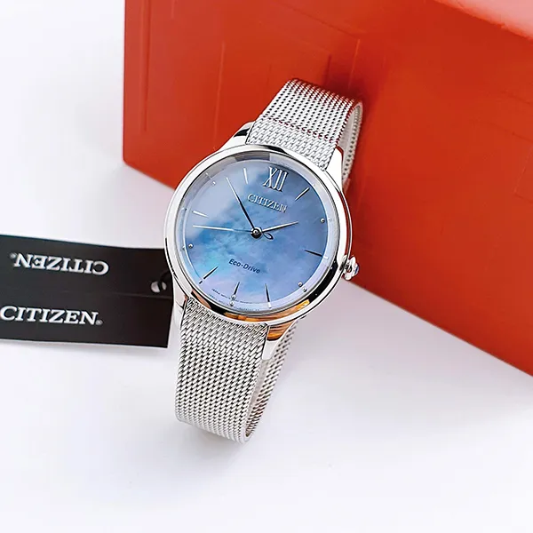Đồng Hồ Nữ Citizen Eco-Drive EM0810-50N Màu Xanh Bạc