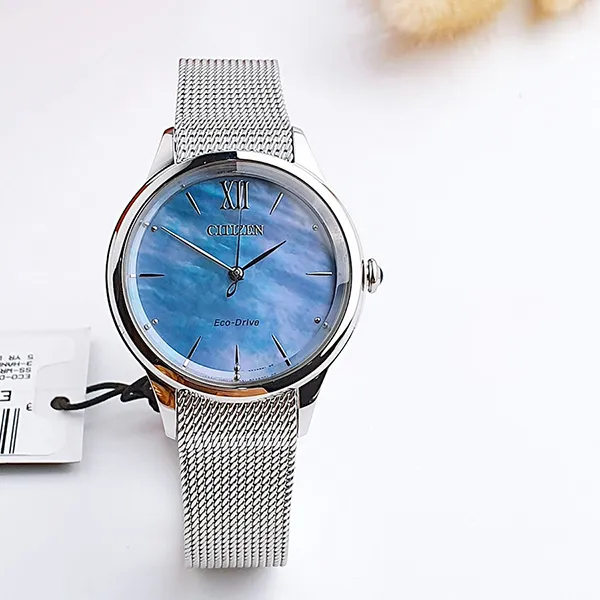 Đồng Hồ Nữ Citizen Eco-Drive EM0810-50N Màu Xanh Bạc