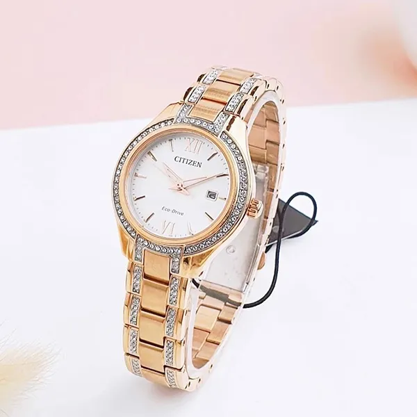Đồng Hồ Nữ Citizen Eco-Drive FE1233-52A Màu Trắng Vàng