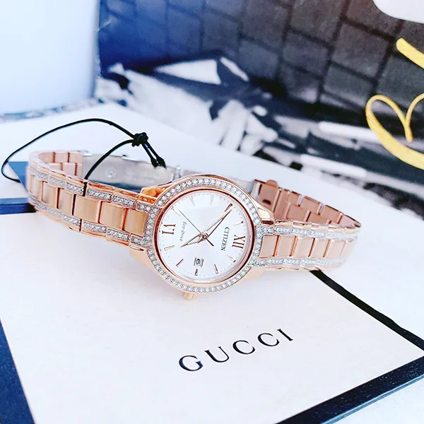 Đồng Hồ Nữ Citizen Eco-Drive FE1233-52A Màu Trắng Vàng