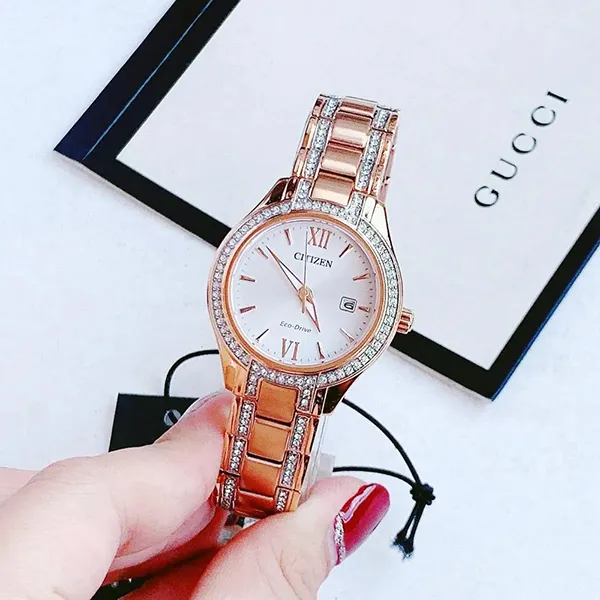 Đồng Hồ Nữ Citizen Eco-Drive FE1233-52A Màu Trắng Vàng