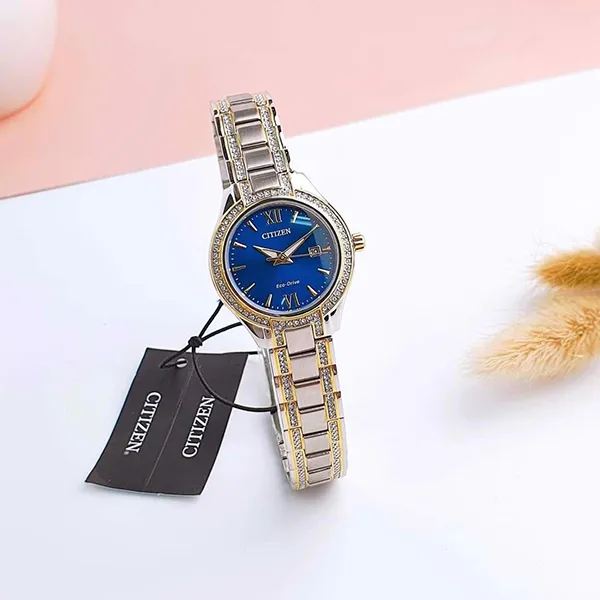 Đồng Hồ Nữ Citizen Eco-Drive FE1234-50L Màu Xanh Bạc