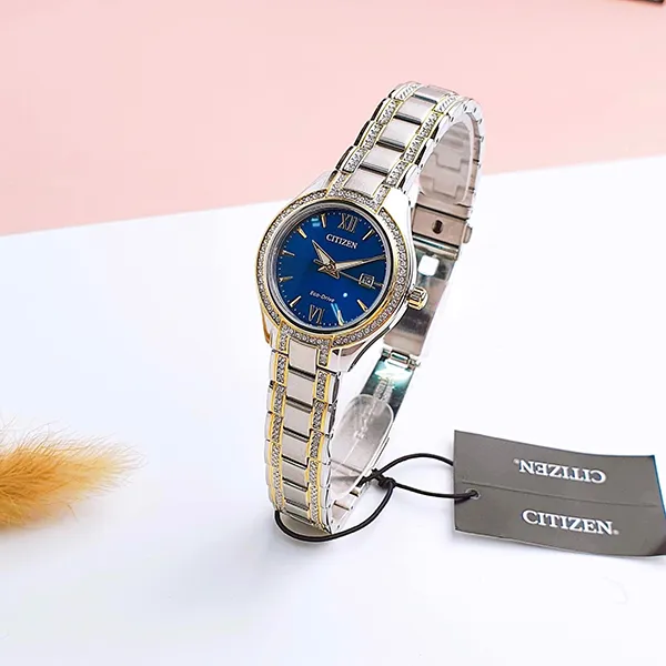 Đồng Hồ Nữ Citizen Eco-Drive FE1234-50L Màu Xanh Bạc