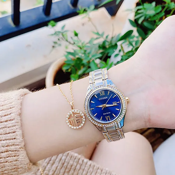 Đồng Hồ Nữ Citizen Eco-Drive FE1234-50L Màu Xanh Bạc