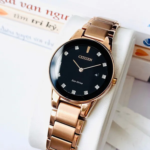 Đồng Hồ Nữ Citizen Eco-Drive GA1058-59Q Màu Đen Vàng Hồng