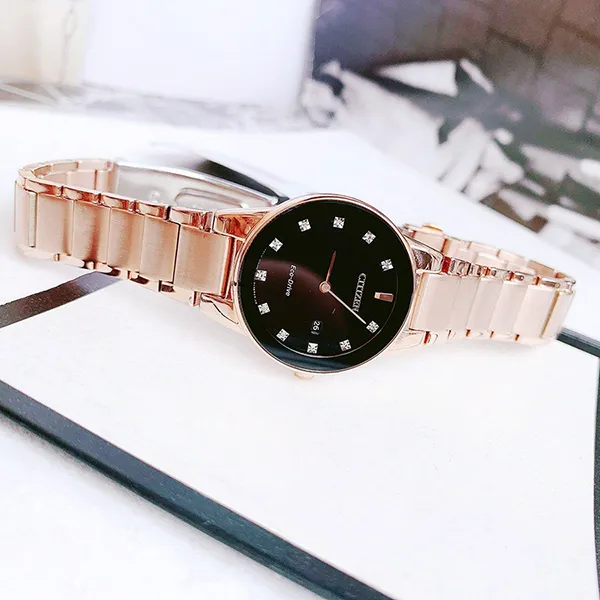 Đồng Hồ Nữ Citizen Eco-Drive GA1058-59Q Màu Đen Vàng Hồng