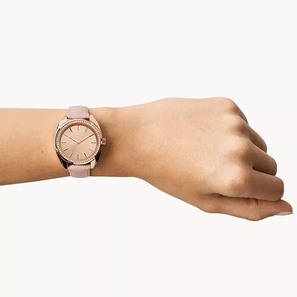 Đồng Hồ Nữ Fossil Vale Solar-Powered Brown Leather Watch BQ3773 Màu Hồng - Đồng hồ - Vua Hàng Hiệu