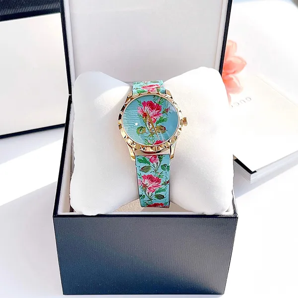 Đồng Hồ Nữ Gucci G-Timeless Aqua Floral Watch 38mm YA1264085 Màu Xanh