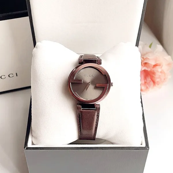 Đồng Hồ Nữ Gucci Interlocking G Brown Women's Watch 37mm YA133309 Màu Nâu Xám