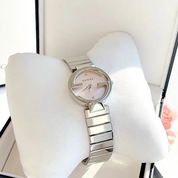 Đồng Hồ Nữ Gucci Interlocking Quartz Watch For Women YA133505 Màu Bạc Hồng