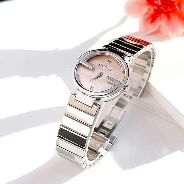 Đồng Hồ Nữ Gucci Interlocking Quartz Watch For Women YA133505 Màu Bạc Hồng