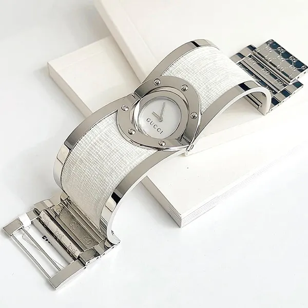 Đồng Hồ Nữ Gucci Twirl Bangle Ladies Watch YA112419 Màu Trắng