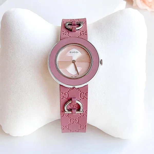 Đồng Hồ Nữ Gucci U-Play White Dial Purple Leather YA129416 35mm Màu Hồng Tím