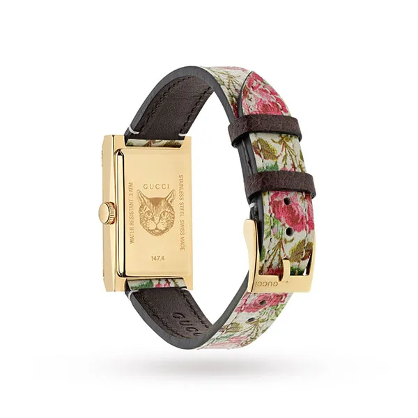 Đồng Hồ Nữ Gucci White Mother Of Pearl Floral Gold Tone G-Frame YA147406 Màu Vàng Hồng - Đồng hồ - Vua Hàng Hiệu