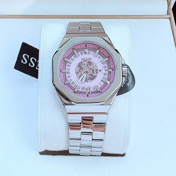 Đồng Hồ Nữ Guess Ladies Silver Tone Date Watch GW0551L1 Màu Bạc Hồng