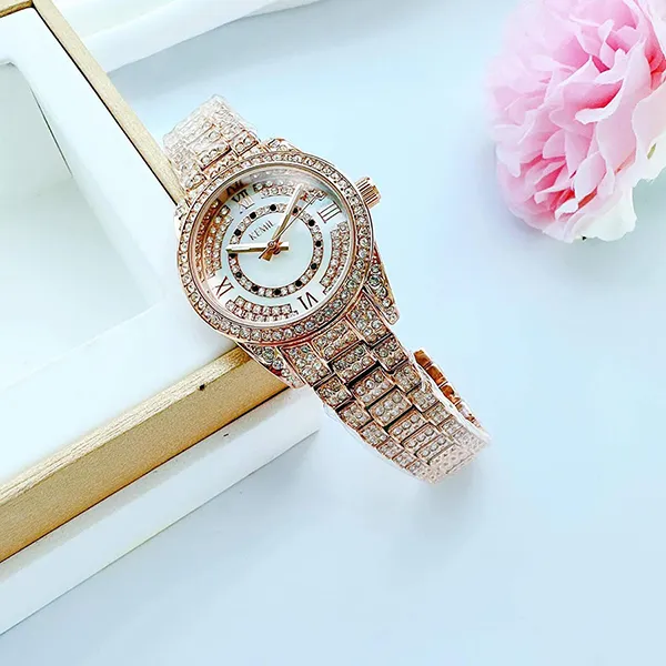 Đồng Hồ Nữ Kemil K&M Petutina Crystal Women's Watch KM2201 Màu Vàng Hồng