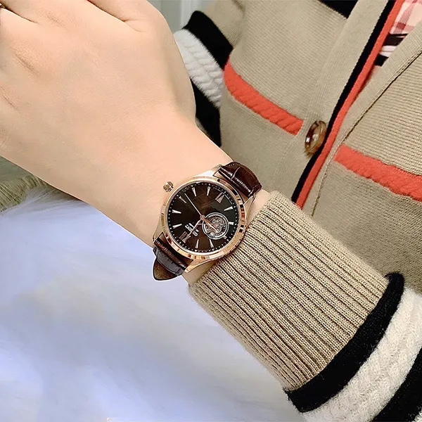 Đồng Hồ Nữ Orient Open Heart Automatic Watch AG0023Y00C Màu Nâu