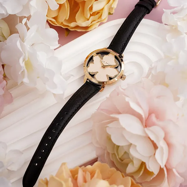 Đồng Hồ Nữ Ted Baker BKPLIS304 Magnolia Dial Leather Strap Watch Màu Đen Vàng - Đồng hồ - Vua Hàng Hiệu