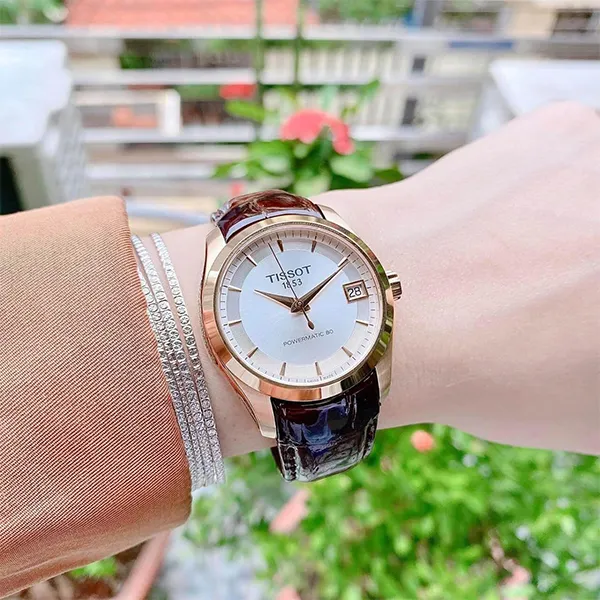 Đồng Hồ Nữ Tissot Couturier Lady Powermatic 80 T035.207.36.031.00 Màu Nâu Vàng