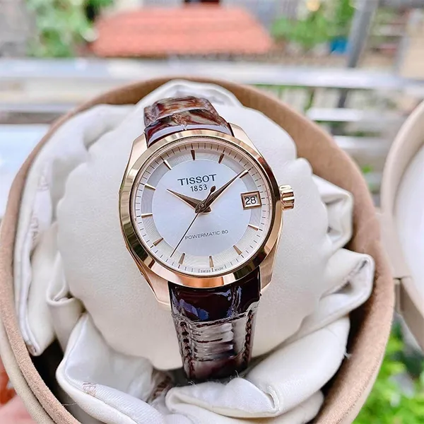 Đồng Hồ Nữ Tissot Couturier Lady Powermatic 80 T035.207.36.031.00 Màu Nâu Vàng